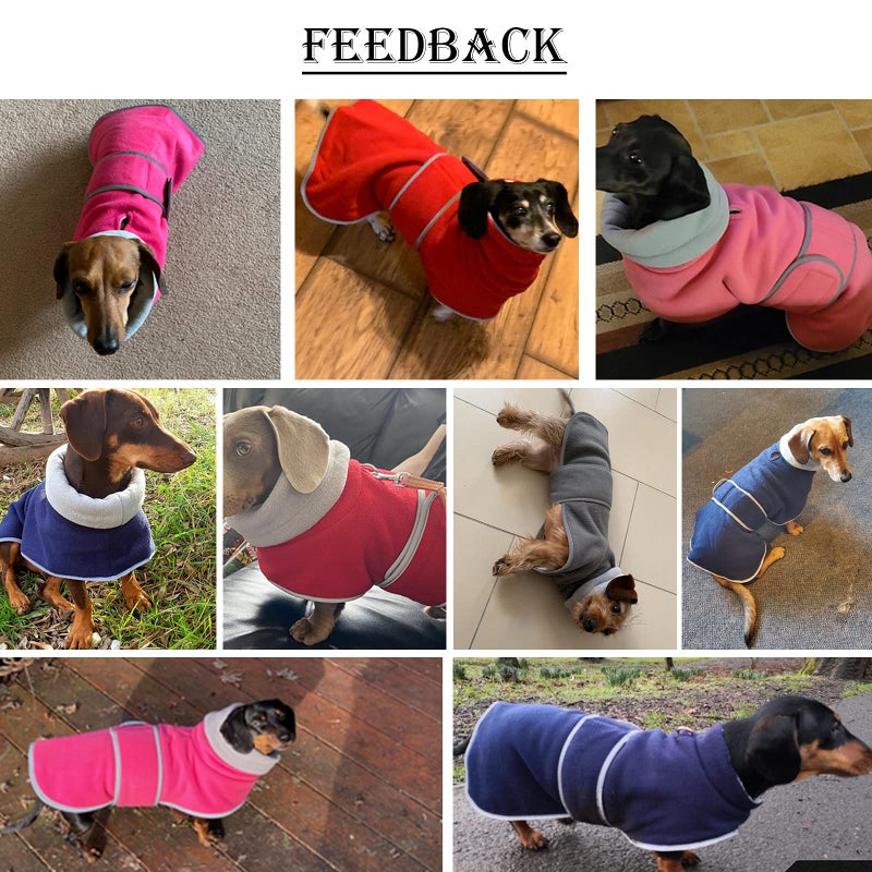 Morezi Dachshund Coats Sausage Dog Fleece Coat in Winter Miniature Dachshund Clothes with Hook and Loop Closure and high vis Reflective Trim Safety - Gray - S - Image 5